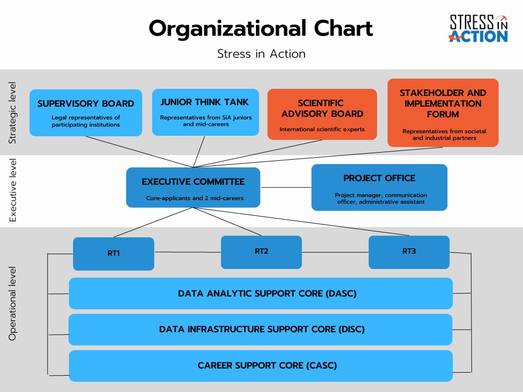 Schematic diagram of the organizational structure of Stress in Action